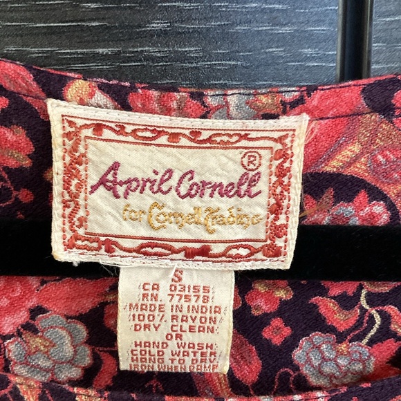 Vintage April Cornell Brushed Rayon Floral Jumper Dress Small - Picture 7 of 7